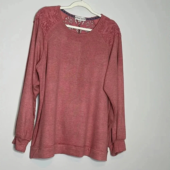 Women's Lace Detail Sweatshirt - Knox Rose Pink Size XXL - Picture 2 of 10